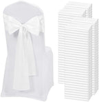 120 PCS White Satin Chair Sashes, 7 x 108 Inch by REWOMC