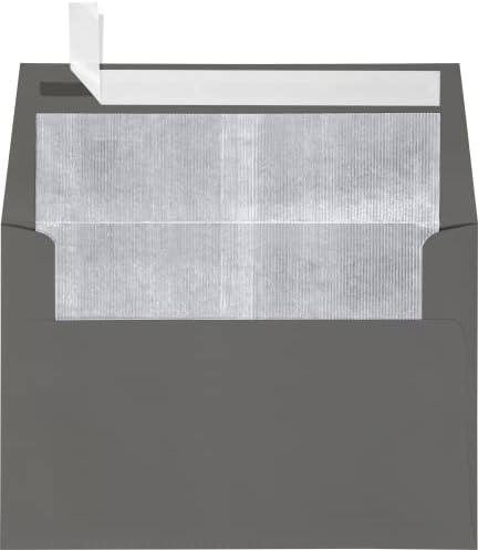 LUXPaper A4 Foil Lined Invitation Envelopes | Peel & Press | 4 1/4" x 6 1/4" | Smoke w/Silver LUX Lining | 80lb. Text | 250 Qty by LUXPaper