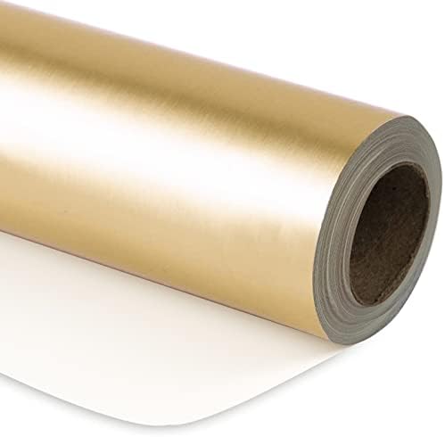 RUSPEPA Gold Wrapping Paper - Solid Color Metallic Matte Gold Foil Gift Wrap Paper Jumbo Roll Perfect for Wedding, Birthday, Christmas, Baby Shower, Graduation Congrats - 30 Inches x 100 Feet by RUSPEPA