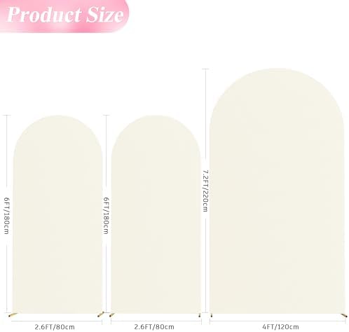 Wokceer Ivory Arch Backdrop Covers Stretchy Backdrop 7.2FT, 6FT, 6FT - Image 2