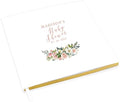 Andaz Press Personalized Baby Shower Guestbook with Gold Accents, Blush Pink and White Florals Custom, White Guest Sign in Registry 120 Pages 8.5 X 8.5 Memories Book for DIY, Scrapbook, Photo Album by AndazPress