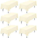 Showgeous 60x102 Inch Beige Rectangle Tablecloth 6 Pack Fit 6FT Table by Showgeous