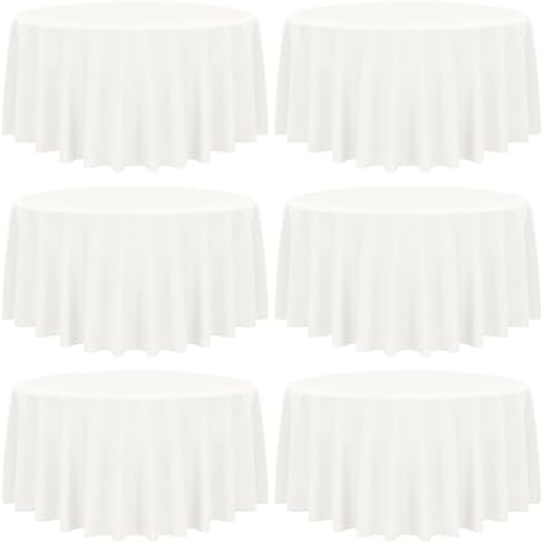 YMHPRIDE 6 Pack Round Tablecloth Ivory Tablecloths 90 Inch Polyester Round Table Cloth,Ivory Tablecloth Round 90 inch Washable Fabric Table Covers for Wedding,Party,Dining,Banquet by YMHPRIDE