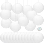 24 Packs White Paper Lanterns 12 Inch Chinese Japanese Hanging Paper Lanterns Lamp Round with Clear Fishing Line DIY Table Centerpiece Decoration for Wedding Birthday Party Baby Shower Indoor Outdoor by MOTOTO