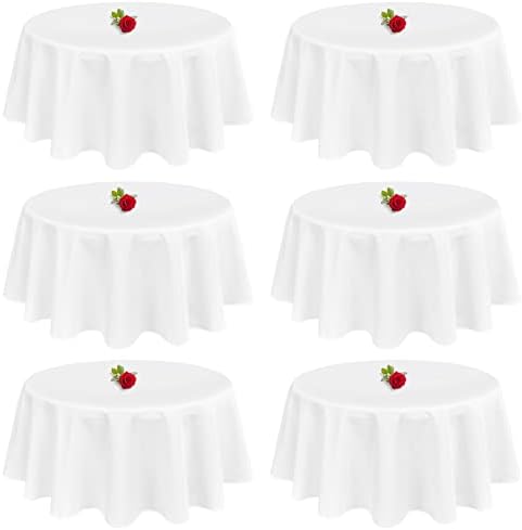 Showgeous 70 Inch White Round Tablecloths, Polyester Table Covers by Showgeous