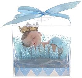 Keepsake Figurine 12 pcs Baby Boy Wearing Crown Napping | Awesome Decorations or Party Favors | for Pregnancy Announcements, Gender Reveals, Birthday and Special Celebrations by MEGA+FAVORS