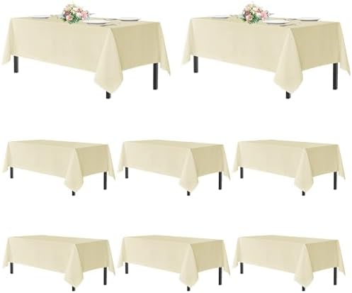 sancua Beige Tablecloths Rectangle, 8 Pack Table Cloth for 8 Foot Tables by sancua