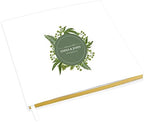 Andaz Press Personalized Wedding Guestbook with Gold Accents, Foliage Wreath White Guest Sign in Guest Registry 120 Pages 8.5 X 8.5 Memories Book for DIY, Scrapbook, Photo Album by AndazPress