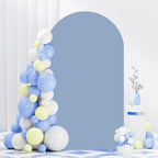 FANPROMS Dusty Blue Arch Cover 7.2FT Spandex Fitted Arch Backdrop Cover Chiara Backdrop Covers for Round Top Arched Frame Balloon Arch Stand Covers Fabric for Baby Shower Party Ceremony Decoration - Image 2