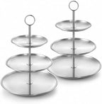 YOUNTHYE 2 Pack Silver Cupcake Stand, 3 Tier Stainless Steel Tiered Serving Tray, Dessert Display Stand for Cupcakes, Cookies, Fruit, Wedding, Birthday, Tea Party and Holiday Table by YOUNTHYE