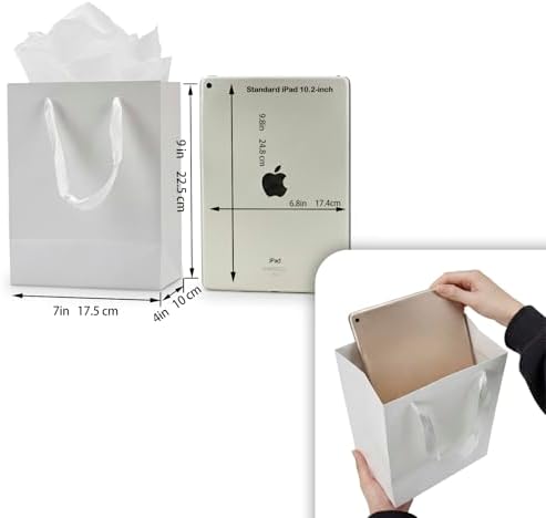 Aosric White Gift Bags with Tissue Paper, 30 Pack, 7x4x9 In - Image 2
