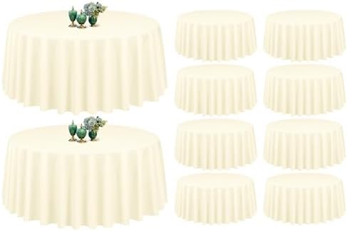Showgeous 90 Inch Beige Round Tablecloths, Polyester Table Covers by Showgeous