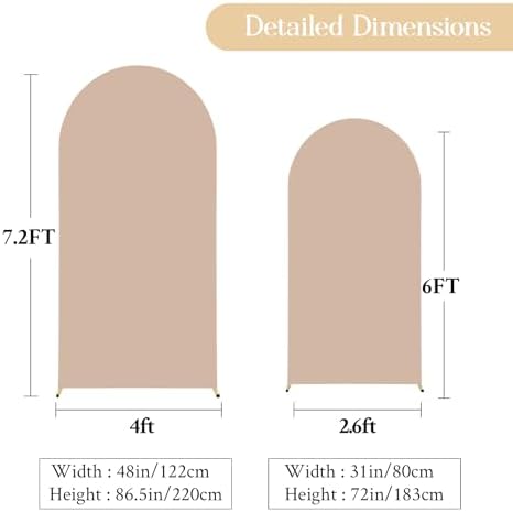 Nude Arch Backdrop Cover Set of 2 Wedding Arch Covers Stretchy Backdrop Decorations Baby Shower Bridal Shower Photo Graduation Birthday Party Arch Stand Cover 7.2 and 6ft Spandex - Image 5