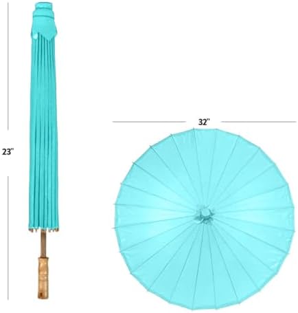 Koyal Wholesale 32-Inch Paper Parasol, 4-Pack Umbrella for Wedding, Bridesmaids, Party Favors, Summer Sun Shade (4, Diamond Blue) - Image 3