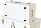 Vixdonos Decorative Metal Box Storage Trunks Set of 2 College Dorm Chest with Lock Hole,23.7X14.2X9.5 Inches(White) - Image 3