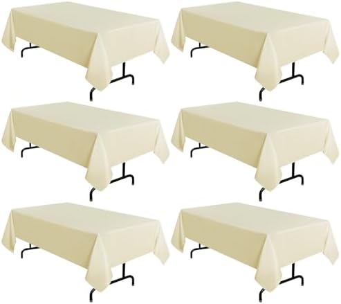 sancua 6 Pack Beige Tablecloths 60x102 Inch for 6 Feet Rectangle Tables by sancua