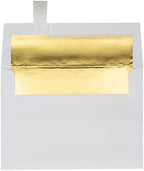 LUXPaper A7 Foil Lined Invitation Envelopes | Peel & Press | 5 1/4" x 7 1/4" | White w/Gold LUX Lining | 60lb. Text | 250 Qty by LUXPaper