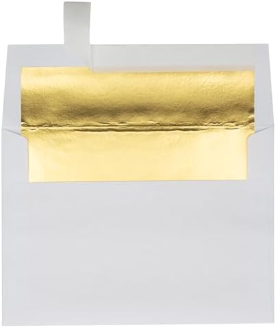 LUXPaper A7 Foil Lined Invitation Envelopes | Peel & Press | 5 1/4" x 7 1/4" | White w/Gold LUX Lining | 60lb. Text | 250 Qty by LUXPaper