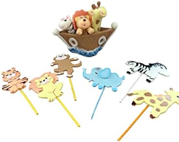 Noah's Ark Cake Toppers Set: Flat figurines cupcake topperes and Centerpiece for Party Decorations - Birthday Party Baby Shower - Animal theme party by ZoeArtcrafts