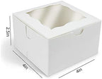 O'CREME [50 Pack] Small Bakery Cake Boxes With Window, 4x4x2.5, Cupcakes Donuts Cookies Pastries, For Wedding Treats Party Favors Showers Gift, White Paper Kraft Cardboard Mini Packaging Containers - Image 2