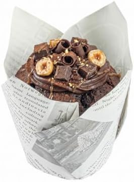 Restaurantware-Panificio 3.5 Ounce Baking Cups, 200 Tulip Cupcake Liners - Oven-Ready, Freezable, Black And White Paper Muffin Cases, Disposable, Newsprint, For Wedding Parties, Baby Showers - Image 6