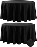 Fokitut 2 Pack Waterproof Round Tablecloth, 108 Inch, Stain Resistant and Wrinkle Polyester Table Cloth, Fabric Table Cover for Kitchen Dining, Wedding, Party, Holiday Dinner-Black by BalsaCircle