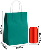 qiqee 100Pcs Paper Gift Bag with Handles Deep Green Party Favor Bags Multiple Uses (8.3"x3"x6", Small Size) - Image 2