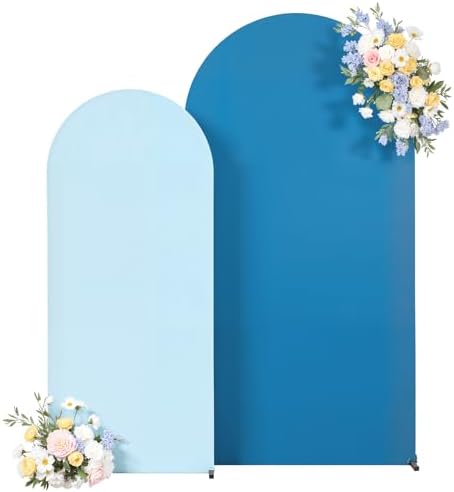 Gradient Blue Arch Backdrop Cover 7.2FT 6FT Wedding Arch Covers Set of 2 Double-Color Arch Covers Stretchy Backdrop Spandex Fitted Fabric Backdrops for Party Baby Shower Birthday Decoration - Image 7