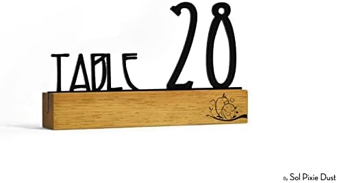 Modern Table Numbers Signs - Wood/Black Acrylic - Baby Shower - Bridal Shower - Wedding Table Numbers - Couple Custom Signs - Lovebirds - Image 2