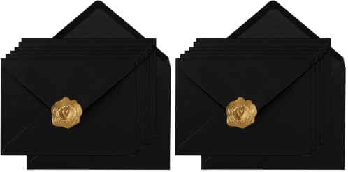 100 Pieces A7 Envelopes 5x7 Black, 5.24 x 7.24 Inches (Pack of 2) by Toperd