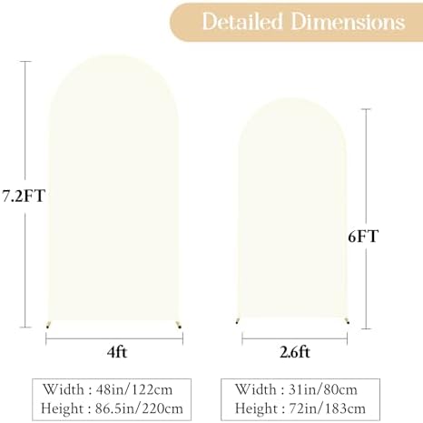 Ivory Arch Backdrop Cover Set of 2 Cream Arch Cover 7.2 and 6ft Wedding Arch Cover Stretchy Backdrop - Image 5