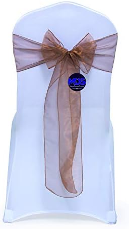 MDS Pack of 100 Organza Chair Sashes for Wedding & Event Décor – Coffee by MDS