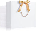 EUSOAR White Gift Bags, 50pcs 12.5"x4.5"x11" White Party Favor Bags with Handle, Shopping Wedding Party Favor Paper Bags Gift Treat Bags Bulk for Wedding Baby Shower Guests Bridal by EUSOAR