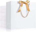 EUSOAR White Gift Bags, 50pcs 12.5"x4.5"x11" White Party Favor Bags with Handle, Shopping Wedding Party Favor Paper Bags Gift Treat Bags Bulk for Wedding Baby Shower Guests Bridal by EUSOAR