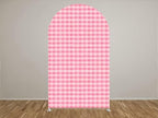 Farm Themed Arched Backdrop CoversRed Plaid Arched Stretchy Background for Birthday Parties Baby Shower Decoration Double-Sided Arch Props GX-246-4x7ft - Image 2