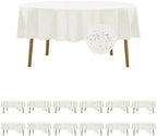 Fokitut 12 Pack Waterproof Round Tablecloth, 70 Inch, Stain Resistant and Wrinkle Polyester Table Cloth, Fabric Table Cover for Kitchen Dining, Wedding, Party, Holiday Dinner-Ivory by BalsaCircle