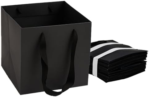 Aosric 12 Pack 12"x12"x12" Black Square Gift Bags with Tissue Paper - Image 2