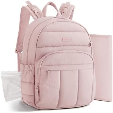 BAGSMART Baby Diaper Bag with Waterproof Pad, Pink by BAGSMART