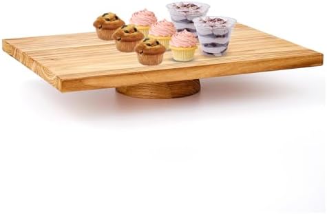 Rectangular Wood Cake Stand, Rustic Square Cake Dessert Display Platter, Tall Tierd Footed Cake Plate, Large Charcuterie Board, Wedding Birthday Party Holiday Christmas Essentials 17 x 11.8 x 2.8 Inch by Kazozobi
