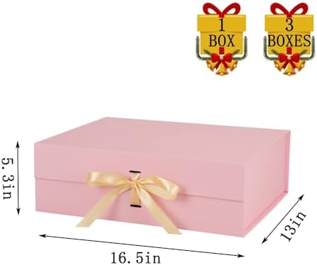 BoxSkivra Pink Extra Large Gift Box 16.5x13x5.3 In Jumbo Box, 3 Pack - Image 3