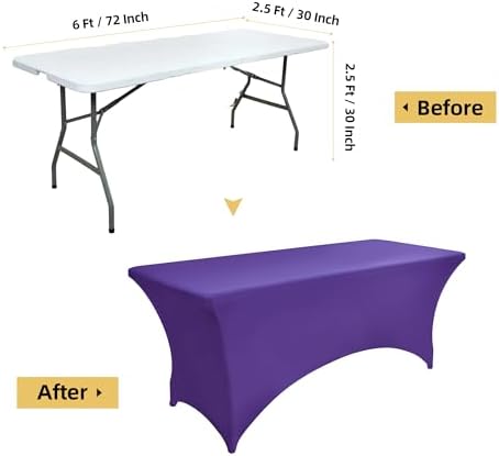 10-Pack 6ft Spandex Table Covers for Rectangle Standard Folding Tables - Wrinkle Resistant Stretch Tablecloths - Ultimate Fitted Table Protector for Parties, Banquet, Wedding - Image 6