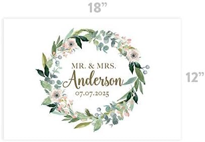 Andaz Press Custom Personalized Disposable Paper Placemats, 12 x 18 Inch, Set of 25, Mr & Mrs Floral Peach Wreath, Tableware, Dining, Tabletop, Table Setting for Wedding, Bridal Shower - Image 3