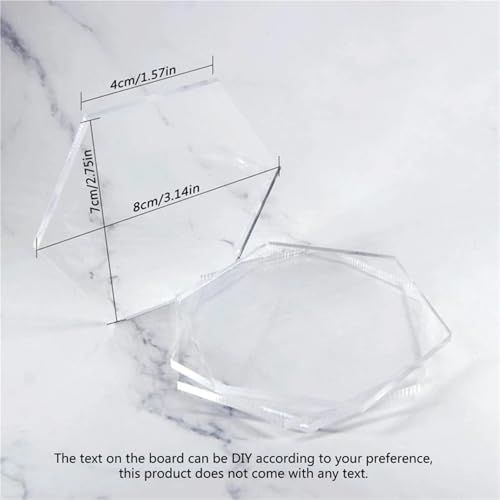 60/150Pcs Clear Acrylic Hexagon Blanks with Hole for Keychain Name Card Gift Tag - Image 7