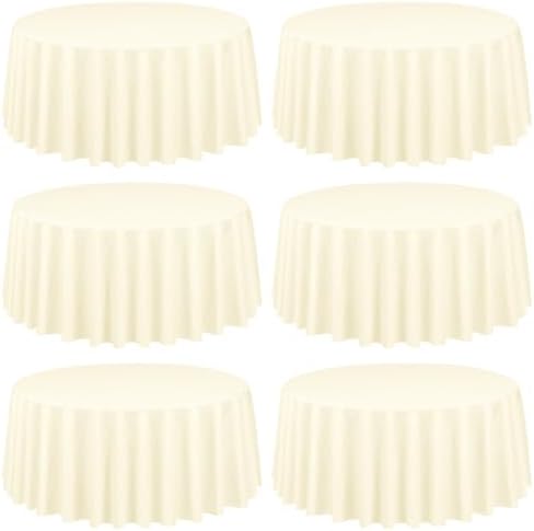 Showgeous 90 Inch Beige Round Tablecloths, Polyester Table Covers by Showgeous
