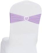 Pack of 60 Spandex Chair Sashes Bows Stretch Chair Cover Band with Buckle Slider Universal Elastic Chair Ties for Wedding Banquet Party Event Decoration (Lavender) by Howhic