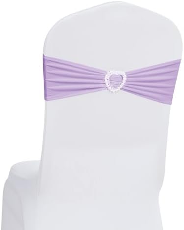 Pack of 60 Spandex Chair Sashes Bows Stretch Chair Cover Band with Buckle Slider Universal Elastic Chair Ties for Wedding Banquet Party Event Decoration (Lavender) by Howhic