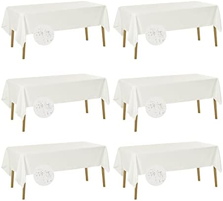 Fokitut 6 Pack Waterproof Rectangle Tablecloth, 60x120 Inch,Stain Resistant and Wrinkle Polyester Table Cloth, Fabric Table Cover for Kitchen Dining, Wedding, Party, Holiday Dinner-Ivory by BalsaCircle