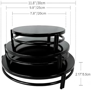 Black 3Pcs Nesting Metal Cake Plate Stand Set 8" 10" 12" Dessert - Image 3