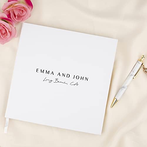Andaz Press Personalized Wedding Guestbook with Gold Accents, Minimal Font White Guest Sign in Guest Registry 120 Pages 8.5 X 8.5 Memories Book for DIY, Scrapbook, Photo Album - Image 2