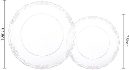 U-QE 100 Pieces Clear Plastic Plates - Clear Disposable Plates - Image 2